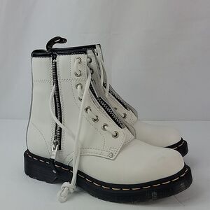 Dr. Martens 1460 Twin Zip Lace Up White Leather Women's Ankle Boots